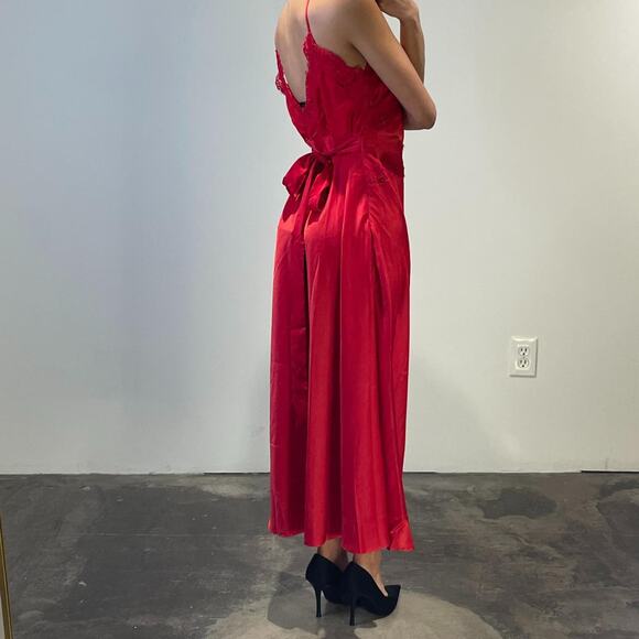 Red Silky Midi Dress - Picture 3 of 6